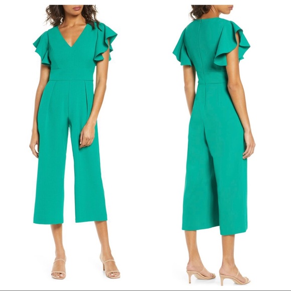 Eliza J Pants - NWT Eliza J Ruffle Sleeve Crepe Jumpsuit
